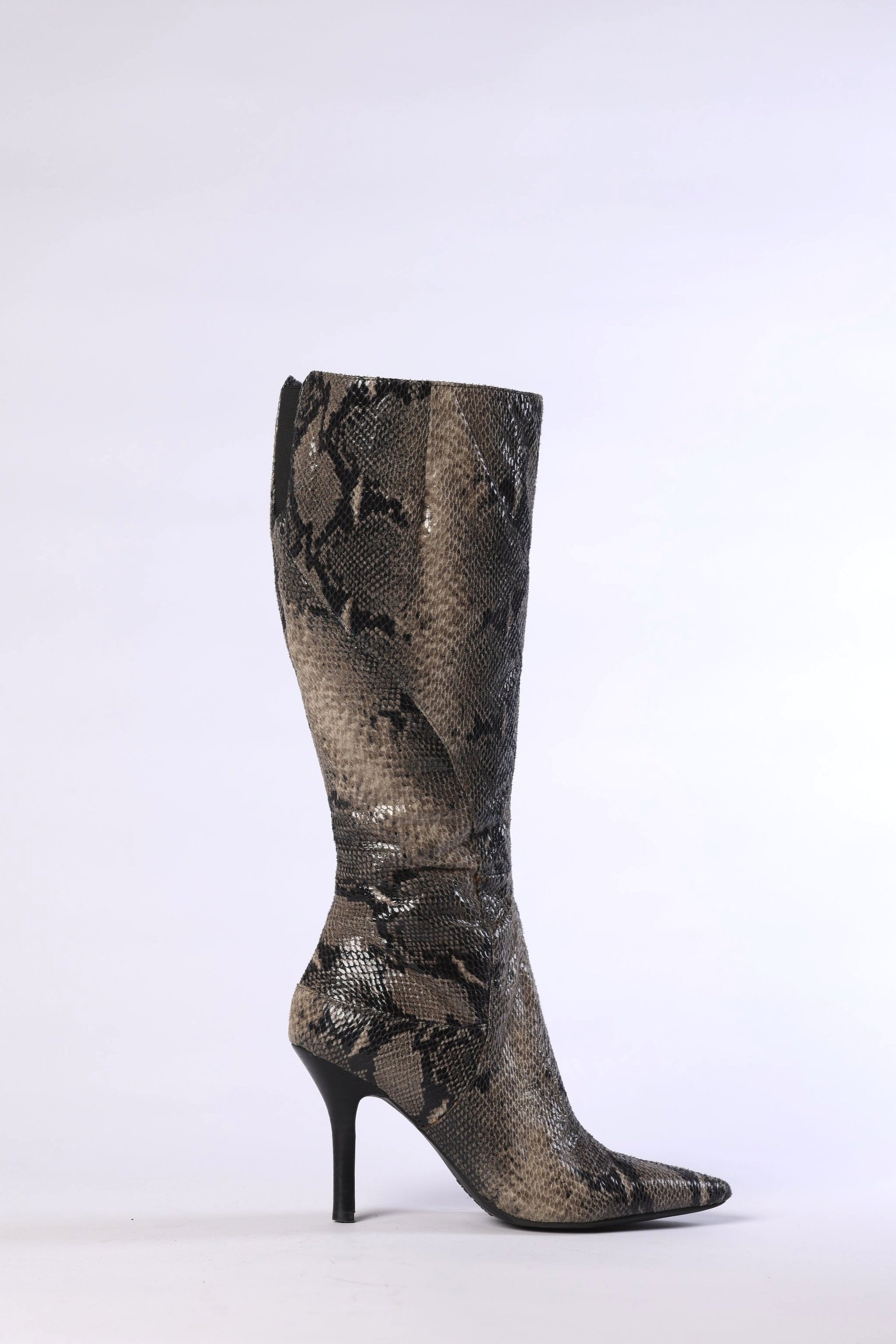 Snake print fashion flat boots